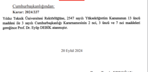 Yıldız Teknik Üniversitesi’nin Yeni Rektörü Prof. Dr. Eyüp Debik Oldu!